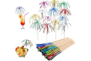 OMIGA 100 Stücke Cocktail Feuerwerk Dekoration Drink Dekoration Glitzerpalmen Cocktailspieße für Geburtstagsbars Obst Snacks Party Weihnachtsdekoration Deko Usw (Mehrfarbig)
