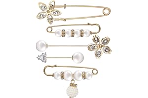Emibele Künstliche Perlen Brosche, Strass Kristall Broschen Set Blumenbrosche mit Sicherheitsnadel Anstecknadel Broschennadel Pullover Schal Clip Kostüm Zubehör für Damen Mädchen