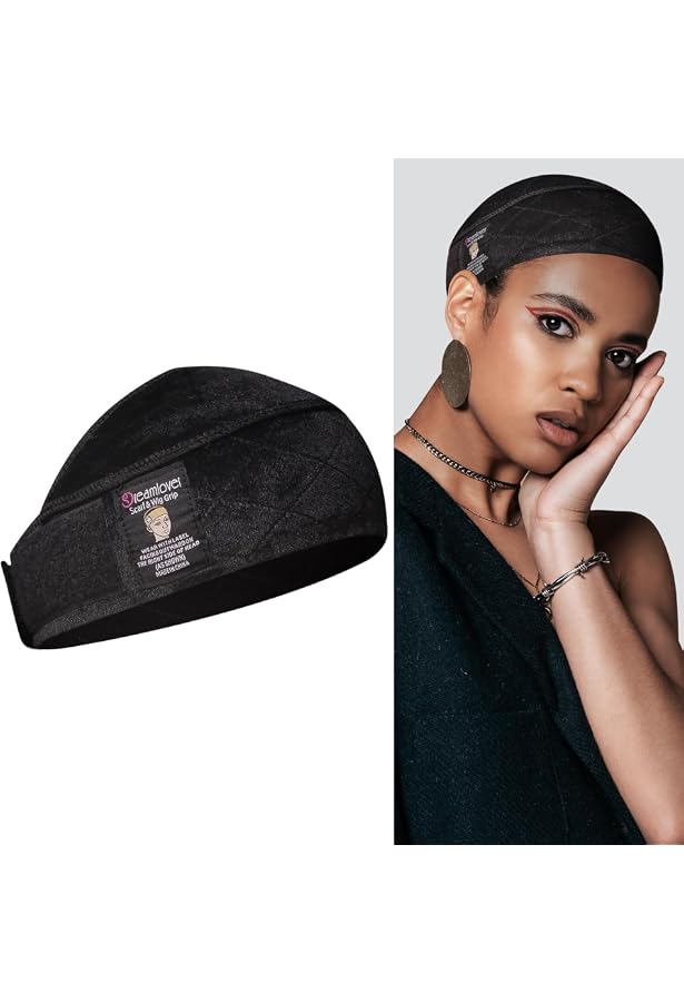 Lot De 4 Bandes élastiques Pour Perruque Hohopeti - Noir, Polyester Antidérapant - Maintien Stable, Protection Cheveux