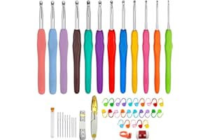 Xpieoyrm Set de ganchillos y agujas de crochet ergonómicos, 12 Piezas 2.0-8.0 mm Juego ganchos de ganchillo, con hebilla de conteo,regla suave etc, Kit completo para principiantes y profesionales