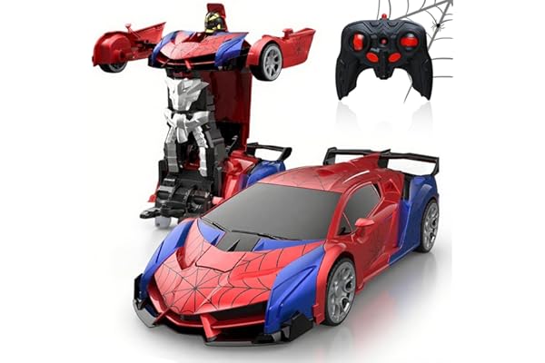 Voiture Telecommandé Enfant, 2.4Ghz Voitures Télécommandée Transformable en Robot Jouets Enfants 3 4 5 6 7 8 9 Ans Garçon Fille, Spider RC Car Cadeau Anniversaire Noël Jeux Intérieur Extérieur