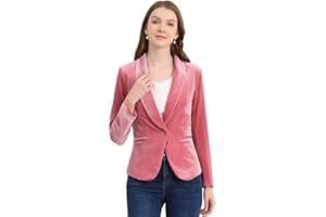Allegra K Donne Ufficio Soprabito Solido Scialle Colletto 1 Bottone Velluto Blazer