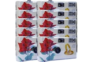 PHOTO PORST 10x 1A Appareil Photo jetable Appareil Photo de fête édition Appareil Photo de Mariage Rose Rouge + Anneaux 27 clichés chacun (Paquet de 10)