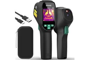 Cámara termográfica ERICKHILL ETI-01, resolución de 240 x 240, portátil para inspección de viviendas (fugas de aire, climatización), láser integrado, -20 °C a 550 °C, batería de 8 h de duración