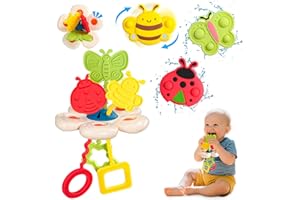 Fajiabao Montessori Spielzeug Baby Silikon Zugschnur Spielzeug ab 1 Jahr Sensorik Spielzeug und Motorikspielzeug für Kleinkinder Reisespielzeug für Babys ab 18+ Monaten Badewannenspielzeug 3 Spinner