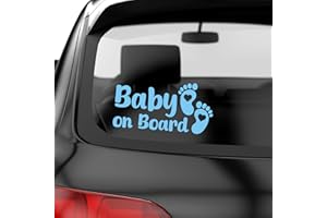 ‎PRINTATTACK PrintAttack P003 | Baby on Board Aufkleber Füße Baby in Car Auto Sticker Babyaufkleber Autoaufkleber Vinyl (056 Pastellblau)