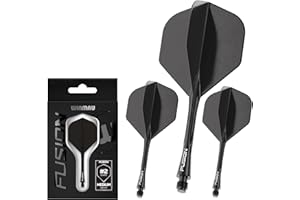 WINMAU Dardos Fusion Sistema Integrado de Vuelo y Eje - No.2 Forma y diseño - Disponible en Corto, Intermedio y Medio - Disponible en Variedad de Colores