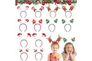 ASANMU 12 PCS Bandeau de Noël, Serre Têtes de Noël pour Femmes Enfants et Hommes Bandes de Cheveux Noël Renne Cerceaux de Cheveux de Noël à Thème Bandeau pour Décorations de Fête de Noël pour Filles