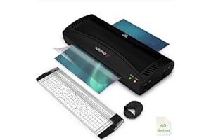 ACROPAQ Plastificadora A4-40 bolsas de plastificación, Cortadora de papel, Redondeador de esquinas plastificadas - Maquina plastificadora profesional, Laminadora - Negro - AL49