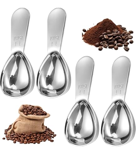 2 Cucchiaini Dosatori In Acciaio Inox Per Caffè - 15 Ml E 30 Ml, Cucchiai Misurini Con Manico Lungo, Per Caffè Macinato, Latte, Polveri