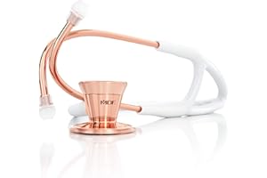 ‎MDF INSTRUMENTS MDF Classic Cardiology Dual Head Stethoscope with Stainless Steel Chestpiece and Headset - Rose Gold/White