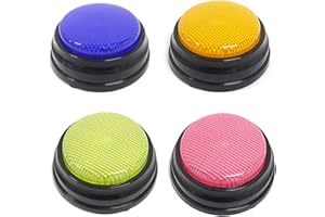 Funien Botón de Sonido grabable, Botón parlante grabable con función LED Recursos de Aprendizaje Zumbadores Naranja + Azul + Verde + Rosa