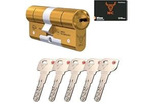 SERVILOCK Cilindro M&C Minos 32/32 Latón. Bombillo de alta seguridad con 5 llaves patentadas, doble embrague y certificado máximo de seguridad SKG***. Perfil SLK.