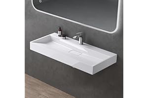 doporro Waschbecken Aufsatzwaschbecken Mineralguss Hängewaschbecken mit Nano-Beschichtung inkl. Ablaufgarnitur Col19