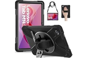 Gerutek Funda Anticaída para Lenovo Tab M11/K11/Xiaoxin Pad 2024 11", (TB-330FU/331FC/330XU), Carcasa Rugosa con Soporte Giratorio, Correa de Mano/Hombro, Portalápiz, Funda para Lenovo Tab M11, Negro
