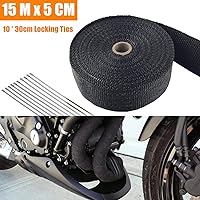 15M x 5 CM Hitzeschutzband Basaltfaser, Titanium Farbe Auspuffband mit 10 Edelstahl Kabelbinder für Fächerkrümmer…