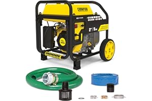 Champion Power Equipment - Portable Trash Water Pump with Hose Kit (5cm Inlet) - 598L per Minute, 11.5L Petrol 212CC Engine, with Wheel Kit & Foldable Handle for Clean or Dirty Water, Pools & Floods