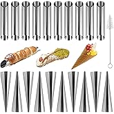 Cream Horn Molds-21 pcs Moulds Stainless Steel Cannoli Form Tubes Cream Roll Mold Screw Croissant Mold Cone Tubular Shaped Mo