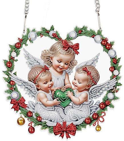 JISHSHAY Noël Écureuil Diamond Painting Pendentif Diamant Painting Suspension Broderie Diamant Carillon à Vent Puzzle Adulte Suspendu Bricolage Adulte