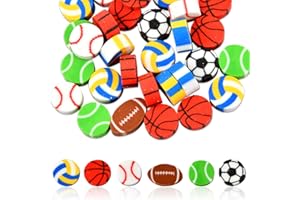 Dewocke 30 Pcs Multicolor Rubber Ball Shaped Pencil Erasers, Novelty Erasers, Classroom Rewards, Party Favors