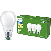Philips Ultra-Efficient Matt LED Bulb (pack of 3), E27, 4W Equivalent to 60W, Warm White Light 2700k, Energy Efficiency A