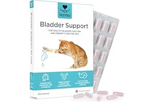 VetVits Bladder Support for Cats (60 capsules) | Helps reduce indoor accidents | Bladder complex with pumkin seed, D-mannnise and cranberry