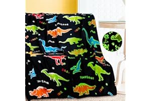 Gxhong Manta Infantil con diseño de Dinosaurio Luminoso, 100 cm x 150 cm, Regalo de cumpleaños, para Viajes, Siestas, en casa
