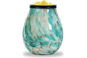 MAROMAMIX Glass Wax Melt Warmer for Scented Cubes, Electric Oil Burner with Removable Silicone Dish and Stable PTC Heating Element, 7 Colors Changing LED Night Light Wax Melts Burner for Bedroom Office Décor