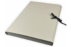 CRELEO 5 Stück Sammelmappen aus Graupappe mit Band, DIN A3 ohne Druck Karton grau mit 3 Klappen bis zu ca. 200 Blatt a 80g/m²