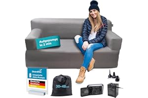 ‎SKANDIKA Skandika Doppel-Luftsofa Easy Air Premium | Aufblasbares Sofa Outdoor, mit Elektropumpe, für 2 Personen, Aufladbar mit USB-Ladekabel, Gästebett, bis 200 kg, Tragetasche | Luft Couch, Camping