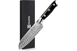 PAUDIN damatic coltello santocumeista, lunghezza della lama 17 cm coltello da cucina in acciaio tedesco, coltello da cucina con coltello da sushi con manico ergonomico VG10