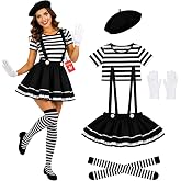 Fun Shack Women's Mimo Costume, Women's Halloween Circus Costume | Tutu Skirt, T-Shirt, Gloves, Socks &amp; Beret, Classic Pamper