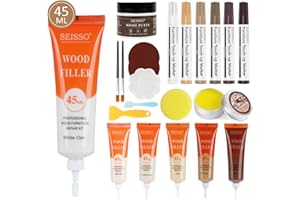 SEISSO 45 Ml Kit Reparation Parquet, Marqueurs de retouch Mastic Bois, Kit Reparation Bois Stylo de Retouche pour Meuble pour rayures sur plancher en bois dur, fissures, trous