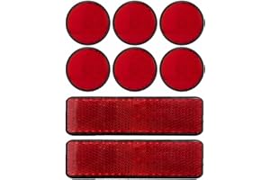 MA NASIR Bike Reflectors Multipurpose Red Light Reflectors Self Adhesive Rear Trailer Disks Reflective Strips UV PC Lens Stick On Circular & Rectangular Reflectors For Caravan RV Truck Trailer Gate Posts (8pc)