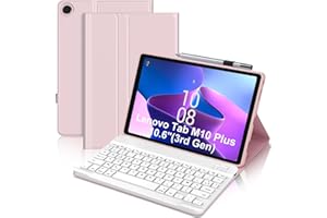 JADEMALL Coque Clavier pour Lenovo Tab M10 Plus 10.6" 2022 (3eme Generation), AZERTY Clavier Détachable sans Fil Bluetooth pour Lenovo Tab M10 Plus 10.6 Pouces, Rose