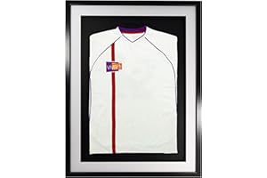 Vivarti, Cornice 3D per maglietta sportiva da adulti, fai da te, per maglietta da calcio, maglietta da rugby, maglia di gruppi, bacheca, 60 x 80 cm, cornice nera, supporto bianco, cartoncino nero