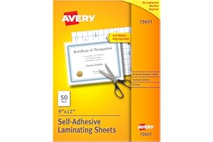 AVERY Przezroczyste samoprzylepne arkusze do laminowania, 3 mil, 9 x 12, 50/pudełko
