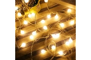 Neonawall Globe String Lights Waterproof, 60 LED Plug in Fairy Lights, 8 Modes Christmas Lights Mains Powered Outdoor/Indoor Decorations for Bedroom, Patio, Gazebo, Garden Party(Warm White)