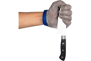 ThreeH Gants de coupe de sécurité des gants 304L de maille d'acier pour la cuisine,Écaillage d'huîtres,Viande coupe et Sculpture sur bois GL08 L(1 pièce)