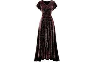 Berylove Damen Abendkleid Lang Glitzer Ballkleid mit Rüschen Saum Kleid Festliche Kleider für Hochzeit