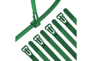 XINGO Lot de 100 attaches de câble réglables et amovibles pour une utilisation polyvalente en intérieur et en extérieur (20,3 cm, vert)