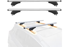 Auto Accessori Lupex - Barre Portapacchi Universali da tetto a croce, adatte per binari laterali rialzati - regolabile e con serratura antifurto, Confezione da 2 pezzi (Railing Chiuso - 125 cm)