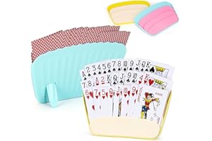 Joxessaien 2 Stück Kartenhalter Kinder, 2 Farbe Kartenhalter Spielkarten, Spielkartenhalter für Kinder, Erwachsene und äLtere Menschen