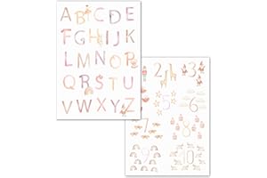 double critical Lemmami Papeterie ABC und Zahlen Poster für Kinder DIN A4 Kinderzimmer Mächen Buchstaben Zahlen Babyzimmer Lernposter