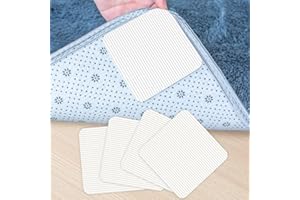 Sugeru®4 Pcs Antiscivolo per Tappeti,Riutilizzabili Tappeto Antiscivolo,Anti Arricciatura Adesivi per Tappeti Quadrati per Pavimenti in Legno e Duri di Tutti i Tipi e Dimensioni di Tappeti (4pcs)