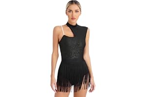 Alvivi Maillot de Danza Ballet para Mujer sin Manga Vestido de Patinaje Artístico Gimnasia Body con Falda Tul Vestido de Danza Lírica Dancewear S-3XL