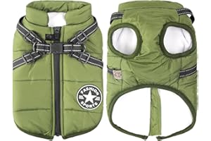 AIBORIA Abrigo para Perros Invierno - Clima frío Chaleco para Perros arnés Cachorro Windproof Ropa para Mascotas Invierno Ropa Abrigos Chaquetas,Verde,XL
