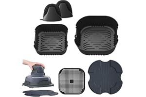 ERUAOLYTIC Airfryer Zubehör, kompatibel mit Ninja CRISPi Pro FN101EU – für Air Fryer/Heißluftfritteuse: Silikon-Set (6-tlg.) mit Silikonformkörben, Matte & Handschuhen, spülmaschinenfest, wiederverwendbar