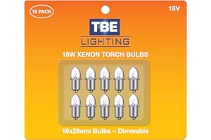 TBE LIGHTING Replacement 18v Xenon Torch Bulbs - Energy efficient Lights Compatible with 18 Volt Makita Lights / P13.5S Base Socket White Light for Headlamps/Torches/Flashlights - Pack of 10 Bulbs