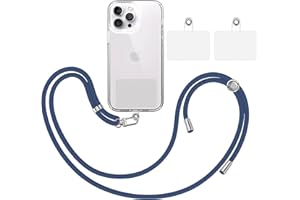 TBOC Pack: Cordón Correa Cuerda Universal [Azul Marino] + 2 Parches Extra de Sujección | Colgar Funda Teléfono Móvil en Cuello | Cinta Cadena Colgante Colgador Lanyard con Enganche Llavero Móviles